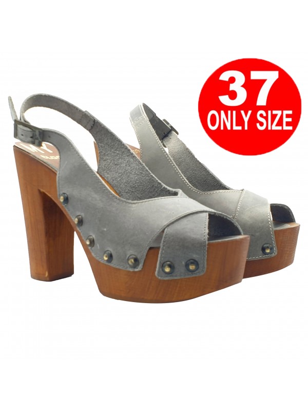 HIGH GRAY TAUPE OPEN TOE SANDALS - size 37