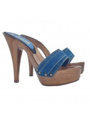 SABOTS EN JEANS TALON 13 MOKA