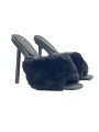 ELEGANT BLACK SANDALS WITH SYNTHETIC FUR