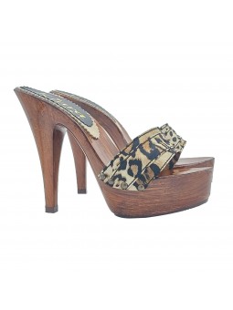 ZOCCOLI LEOPARDATI TACCO 13 MOKA