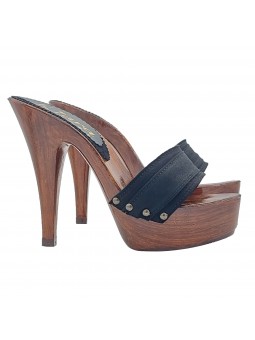 SCHWARZE HOLZSCHUHE ABSATZ 13