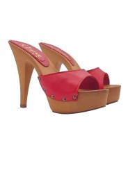 ZUECO ALTOS DE PIEL ROJO
