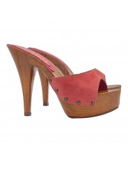 CLOGS AUS ROSEWOOD-WILDLEDER MIT HOHEM ABSATZ