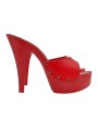 RED LEATHER CLOGS WITH HIGH HEEL