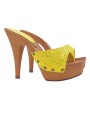 ZUECOS AMARILLOS GLITTER ALTOS Y ELEGANTES