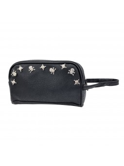 CLUTCH NEGRO CALAVERAS PLATA