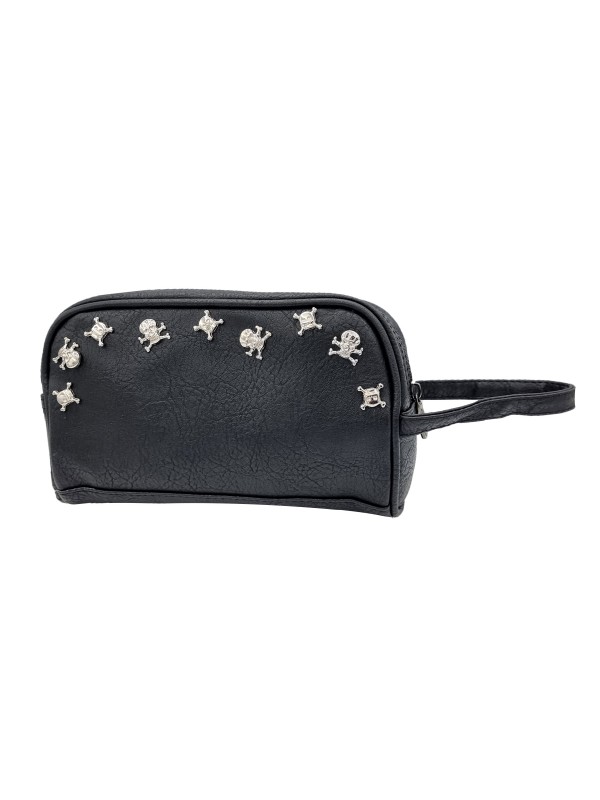 CLUTCH NEGRO CALAVERAS PLATA