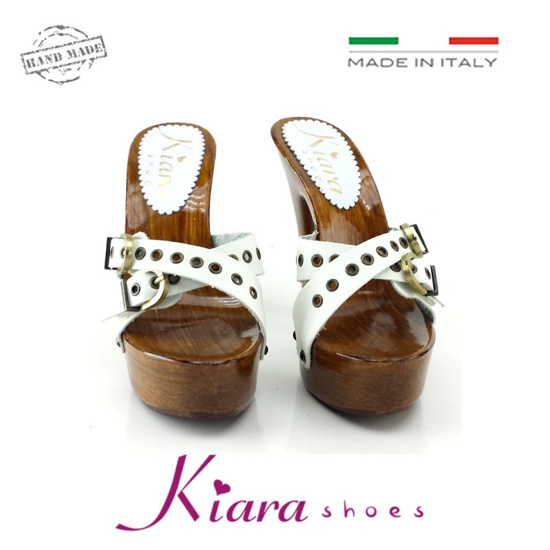 zuecos de cuero natural -K9330