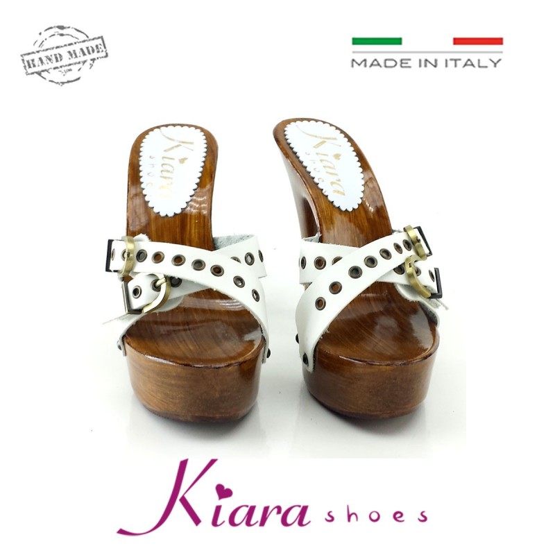 zuecos de cuero natural -K9330