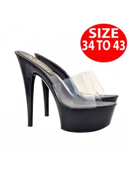 BLACK CLOGS TRANSPARENT BAND AND HEEL 15