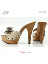 zuecos de cuero natural -K9330