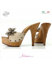 |HEEL CLOGS|HEEL 13- NATURAL LEATHER K9330 TAUPE