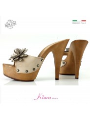 zuecos de cuero natural -K9330