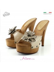 zuecos de cuero natural -K9330