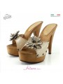 zuecos de cuero natural -K9330 zuecos de cuero natural -K9330