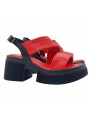 BEQUEME ROTE PLATTFORM-SANDALEN AUS LEDER