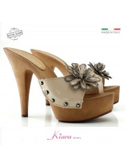 zuecos de cuero natural -K9330