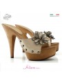 zuecos de cuero natural -K9330 zuecos de cuero natural -K9330