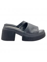 BLACK LEATHER CLOGS WITH COMFORTABLE HEEL