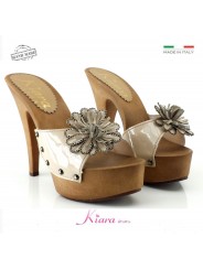 zuecos de cuero natural -K9330