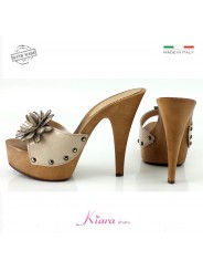 zuecos de cuero natural -K9330