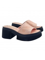 PINK LEATHER CLOGS WITH COMFORTABLE HEEL