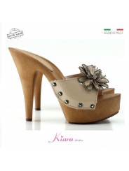 zuecos de cuero natural -K9330