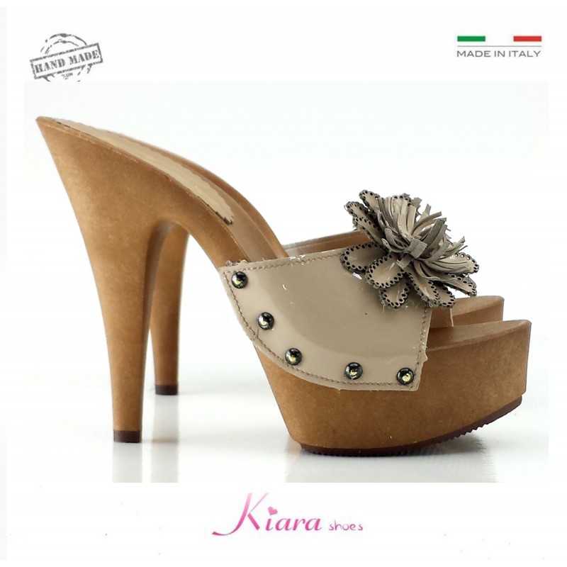 zuecos de cuero natural -K9330 zuecos de cuero natural -K9330