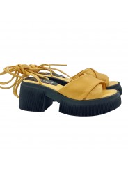 YELLOW PLATFORM SANDALS WITH SLIDE LACES