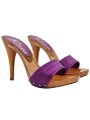 CLOGS WITH PURPLE BAND AND HIGH STILETTO HEEL