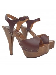 BROWN SANDALS WITH STRAP AND HIGH HEEL