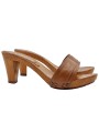 COMFORTABLE BROWN LEATHER CLOGS WITH HEEL 8