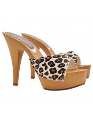 LEOPARD PRINTED LEATHER MULES WITH HIGH HEELS