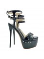 Very High Black Sandals with 17.5 cm Stiletto Heel - KH10101 NERO VERNICE