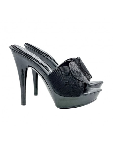 Sabots noirs pour femmes avec tige en tissu et talon 13 FABRIQUÉS À LA MAIN EN ITALIE