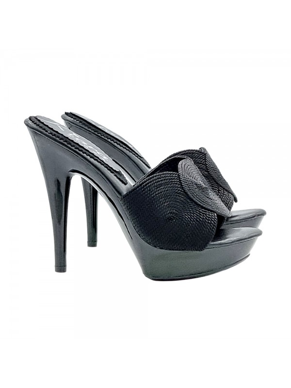 Sabots noirs pour femmes avec tige en tissu et talon 13 FABRIQUÉS À LA MAIN EN ITALIE