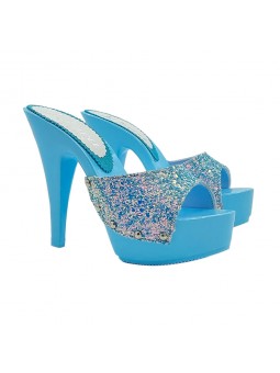 DAMEN-CLOGS BLAU GLITZER...