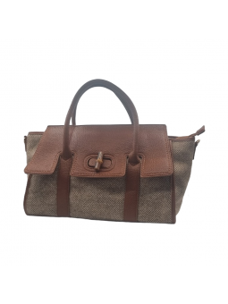 Bolso marrón con asas símil...