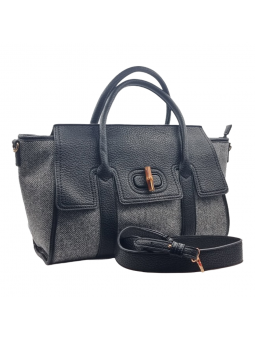 Bolso negro con asas símil...