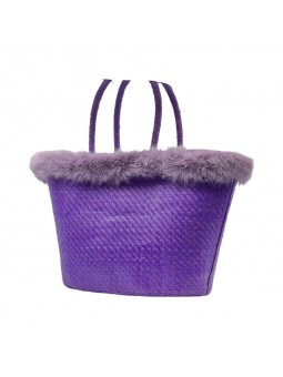 Sac en raphia lilas avec...