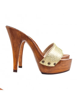 Damen-Clogs mit Goldriemen...