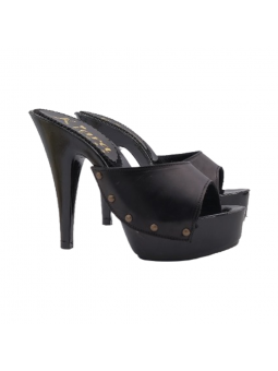 BLACK MULES WITH LEATHER...