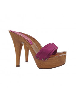 CLOGS WITH PURPLE SATIN...