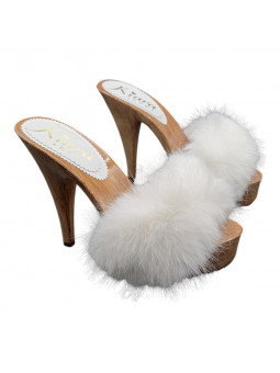 ICE FUR CLOGS - 13 CM HEEL...