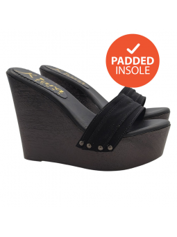 Wedge clogs with black band...
