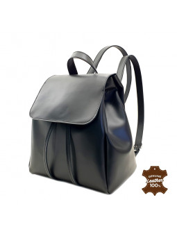 WOMEN'S BLACK LEATHER BACKPACK